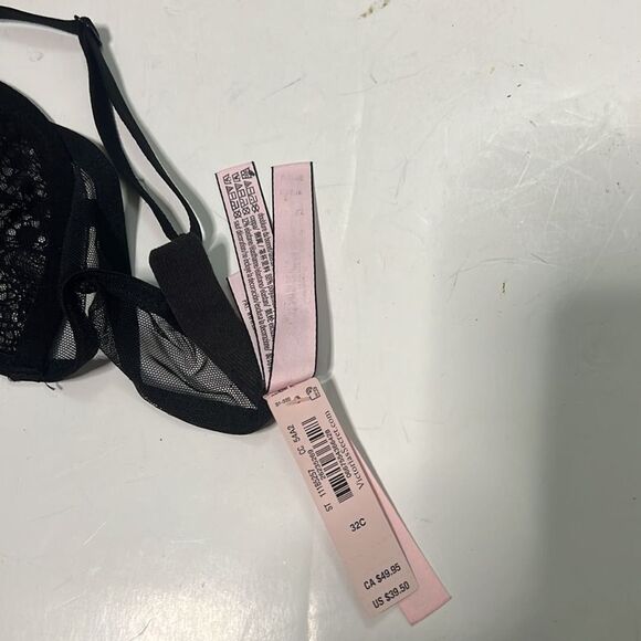 NWT VICTORIA‎ SECRET BLACK LACE BRA 32C - Picture 3 of 6